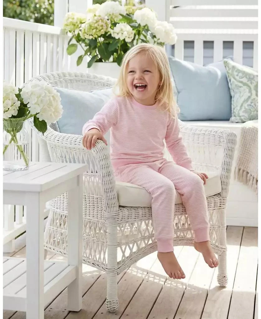 Motette Toddler Girl's Peony Stripe Lounger Bamboo Sweatsuit 4