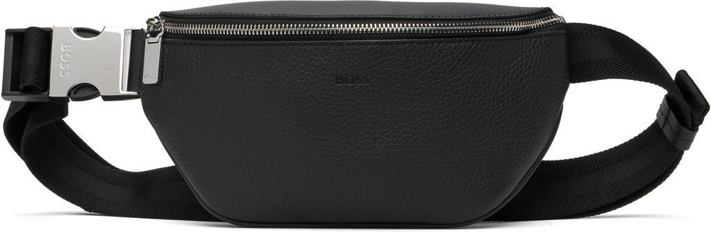 Hugo Boss Black Twill Double Flap Pocket Belt Bag - Bags