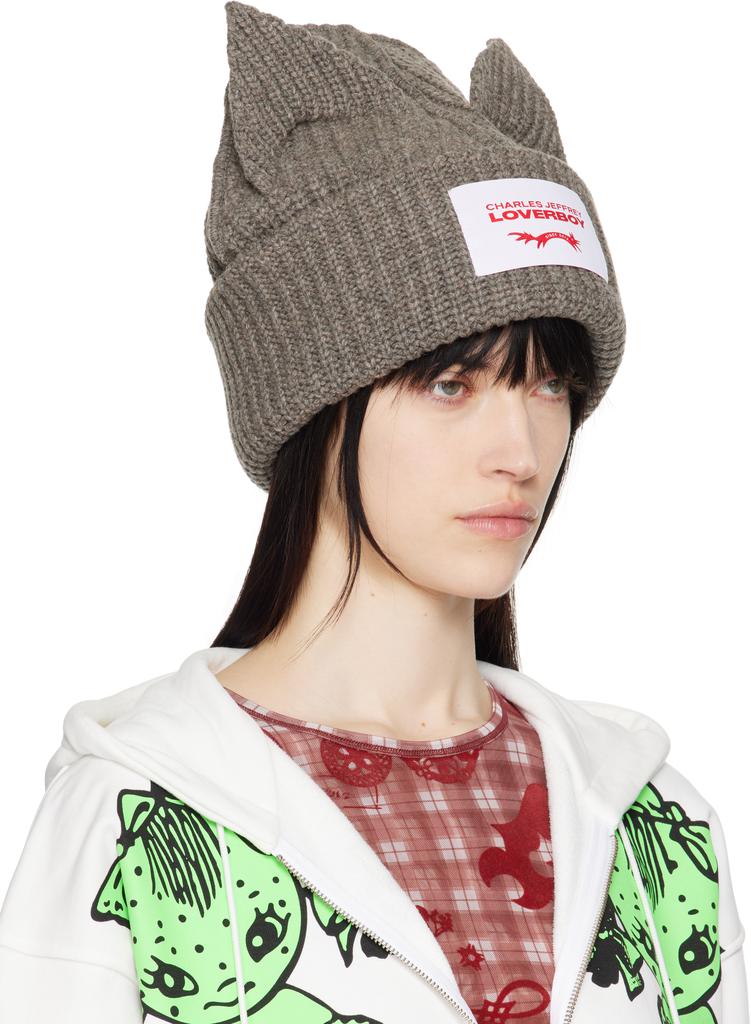 Charles Jeffrey Loverboy Gray Supersized Chunky Ears Beanie