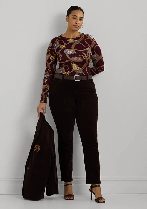 Ralph Lauren Ralph Lauren Plus Size Belting Print Cotton Long Sleeve T Shirt 4