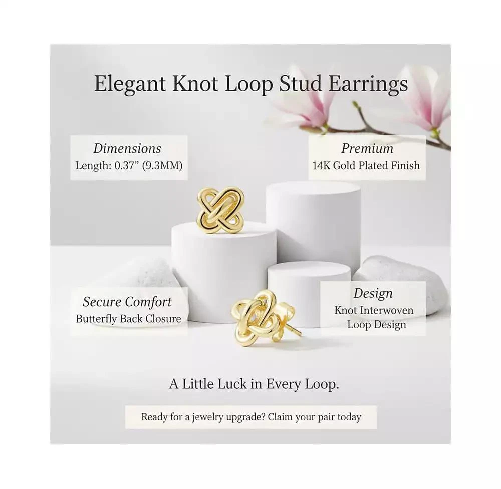 Rachel Glauber Elegant Knot Loop Stud Earrings in 14K Gold Plated 3