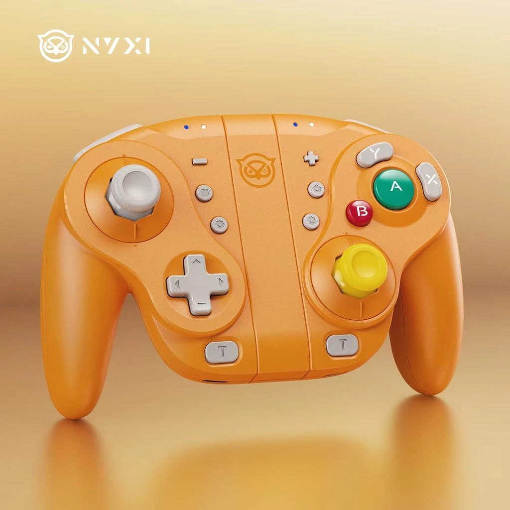 NYXI Wizard Wireless Game Controller with RGB Lighting for Nintendo Switch and PC - Orange Gamepad 4