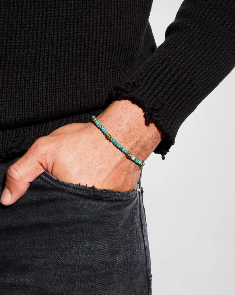 John Varvatos Men's Skull Station Turquoise Beaded Bracelet 2