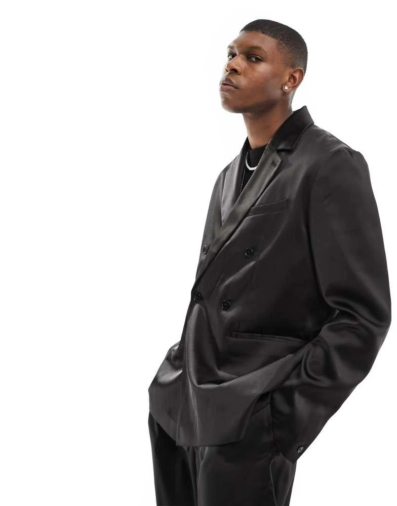 Weekday Weekday Roberto co-ord regular fit satin blazer in black 1