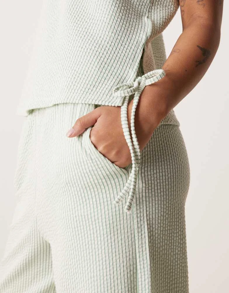 Vila Petite Vila Petite textured stripe sleevless tie side top co-ord in green and cream 4