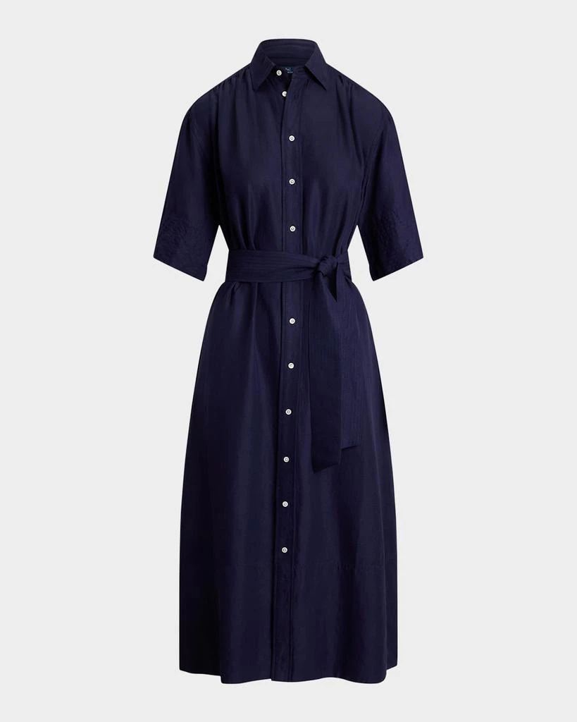 Ralph Lauren Belted Silk-Blend Shirtdress 1