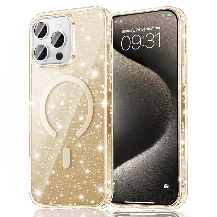 ENTRONIX Entronix [Magnetic] Case Compatible with iPhone 15 Pro - [Hard Back] Glitter Color