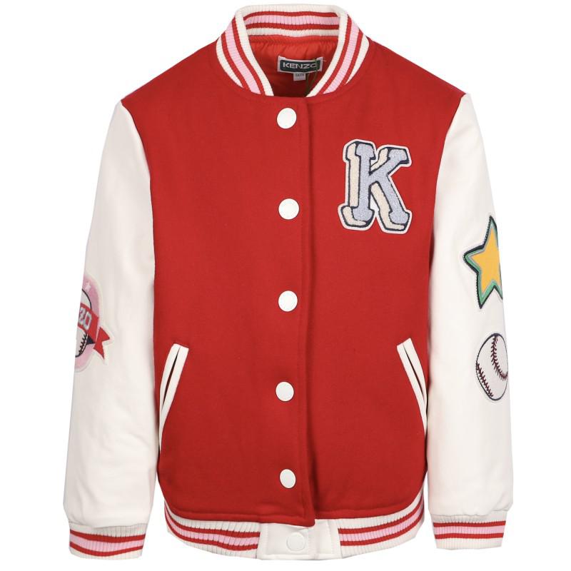 Kenzo Kids Bomber jacket with applique detailing and yellow neon logo and elephant print royal blue sweatshirt set