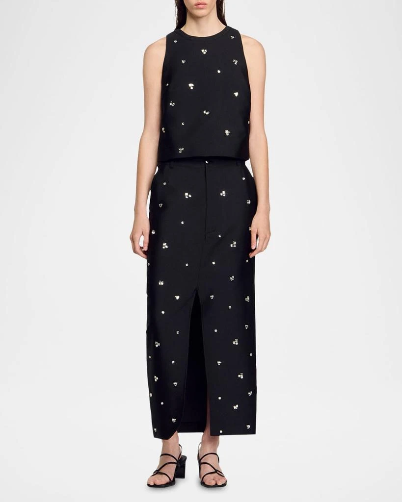 Sandro Storm Crystal Crop Silk Top 2