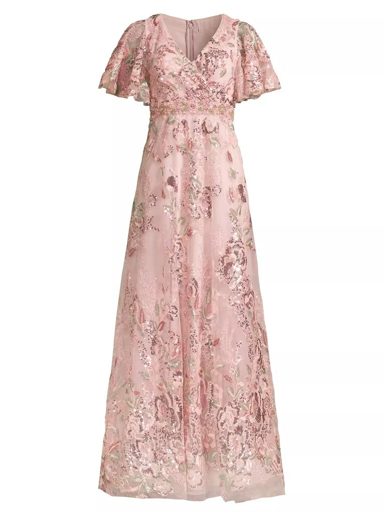 Mac Duggal Flutter Sleeve Floral Gown 1