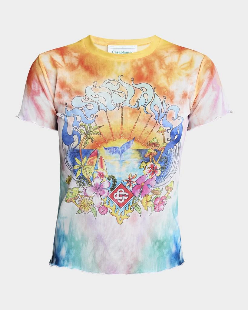 Casablanca Lettuce Hem Printed Mesh Tee 1