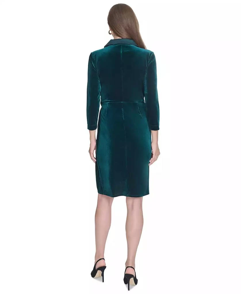 HALSTON Women's Satin-Trim Velvet Sheath Dress 2