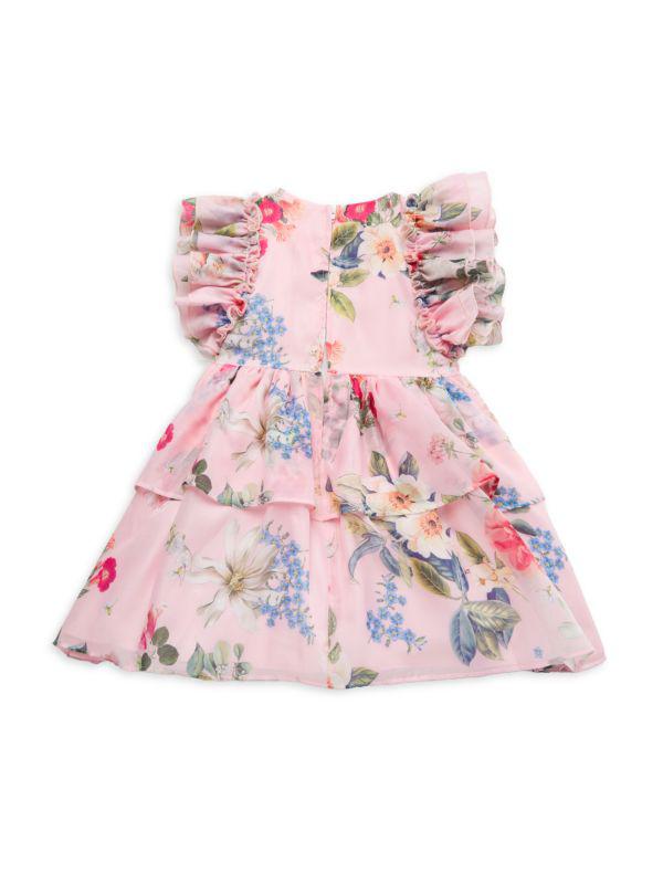 Pippa & Julie Little Girl's Rylie Floral Flutter Sleeve Dress