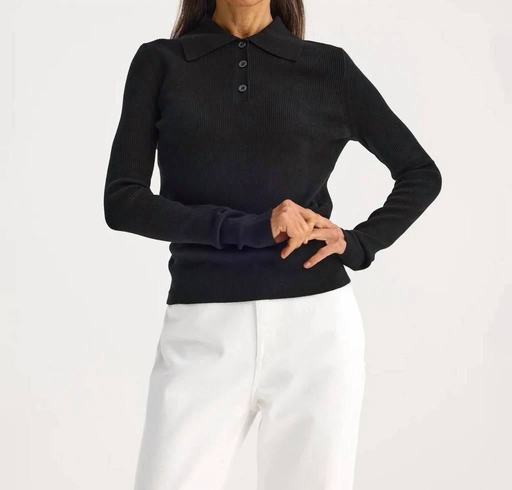 Rohe Rohe - Rib Knitted Long Sleeve Polo Shirt 4