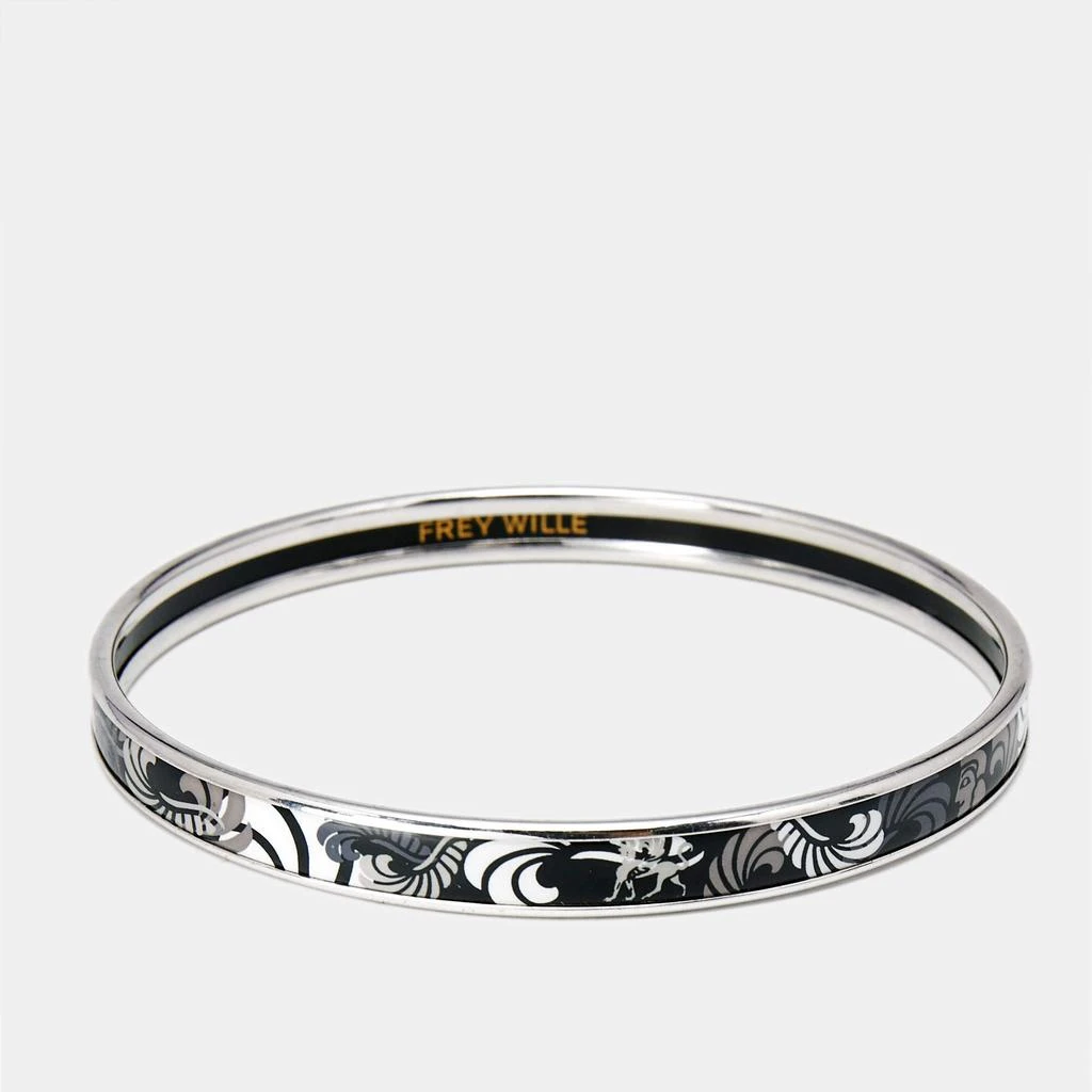 Frey Wille Frey Wille Black Enamel Silver Tone Ultra Bangle Bracelet 3