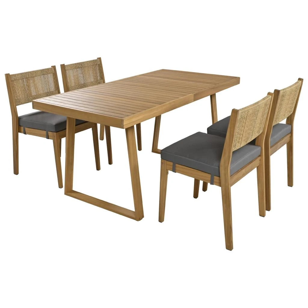Streamdale Furniture Streamdale Outdoor Dining Set Acacia Wood Elegance, Thick Cushioned Comfort 3
