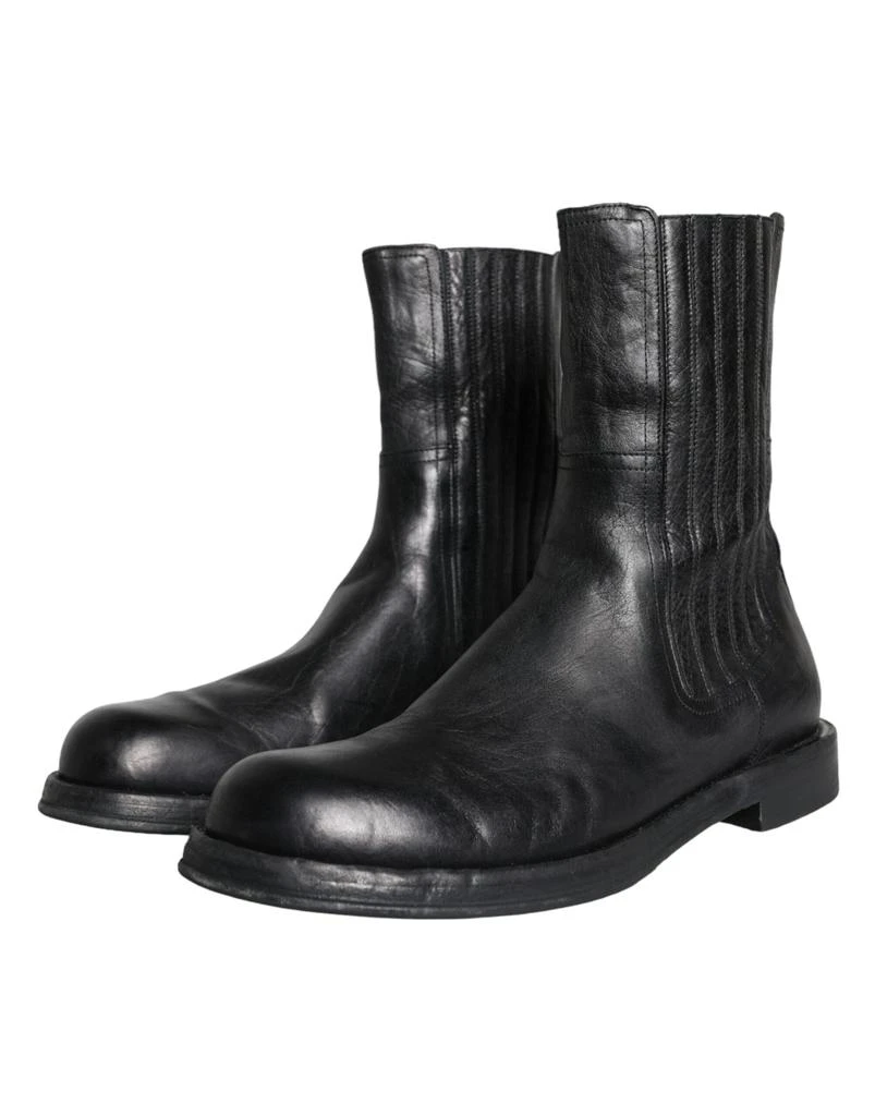 Dolce & Gabbana Dolce & Gabbana  Horse Leather Mid Calf Boots Men Men's Shoes (Pre-Owned) 3