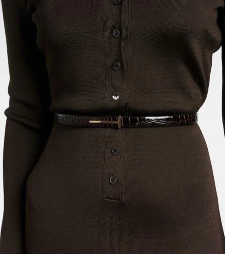 Tom Ford T croc-effect leather belt 2