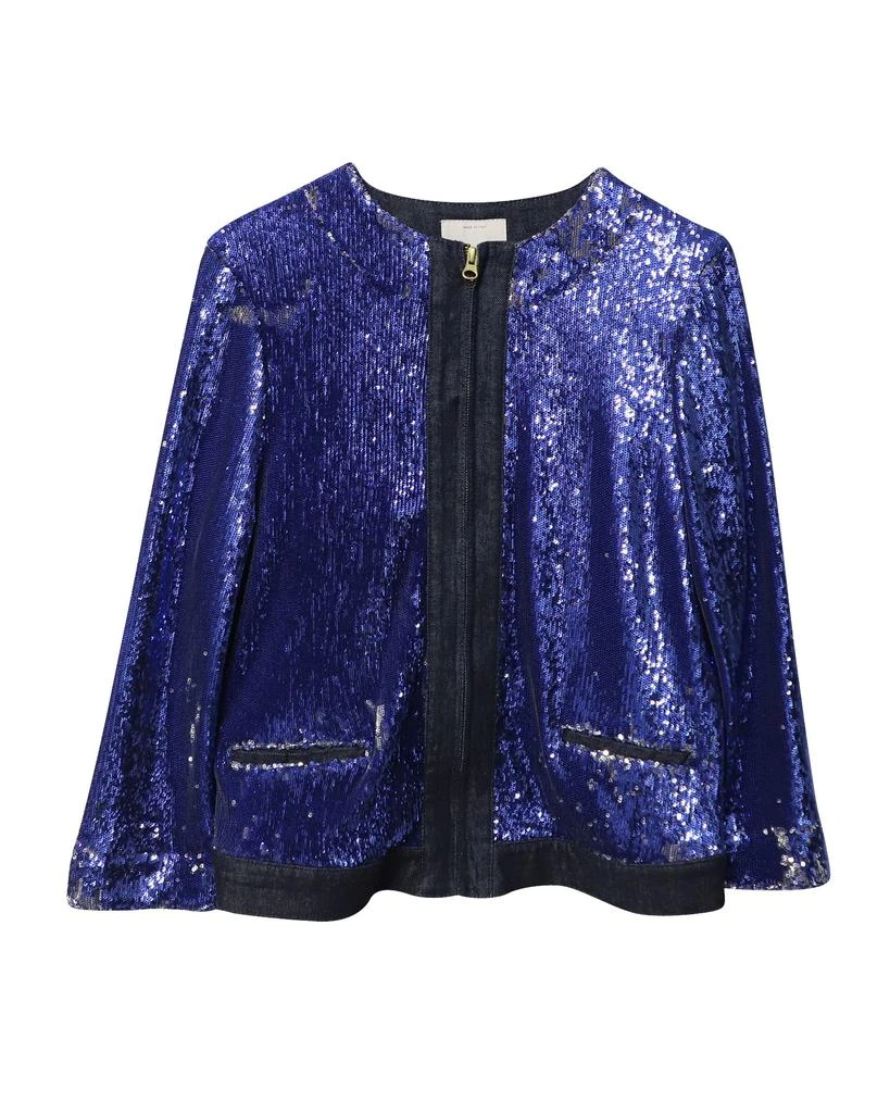 PINKO Pinko Tag Sequin Embellished Jacket in Blue Denim 5