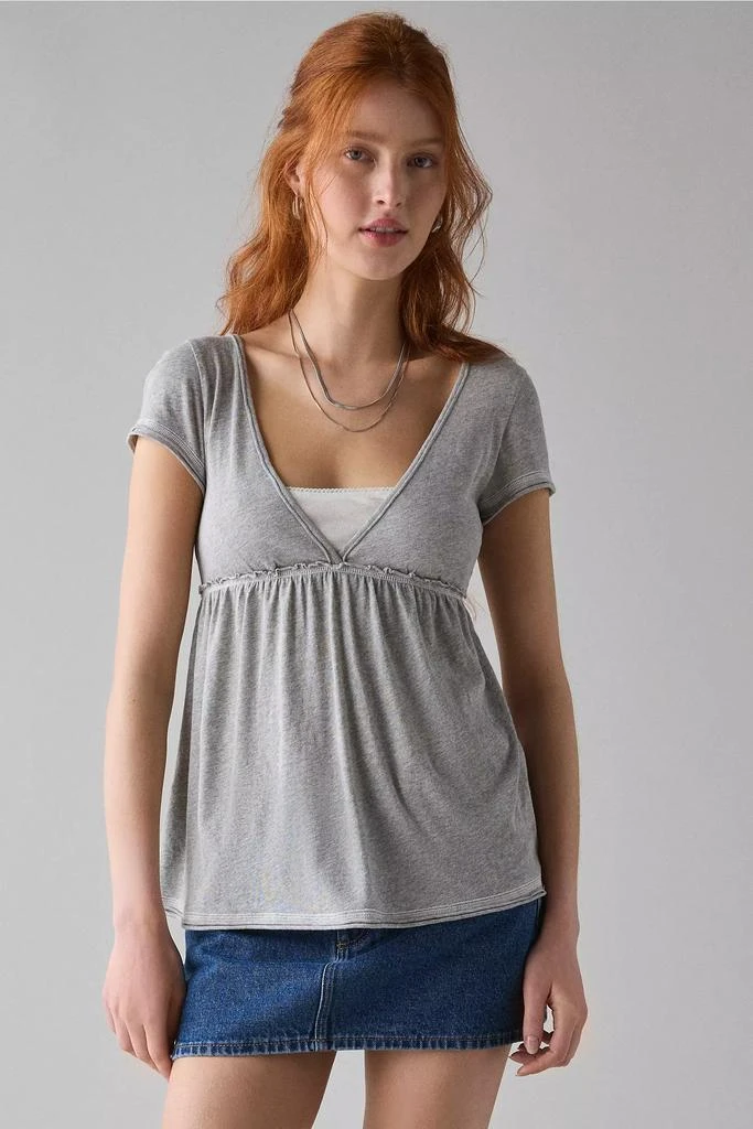 BDG BDG Tina Layered V-Neck Short Sleeve Babydoll Tee 1