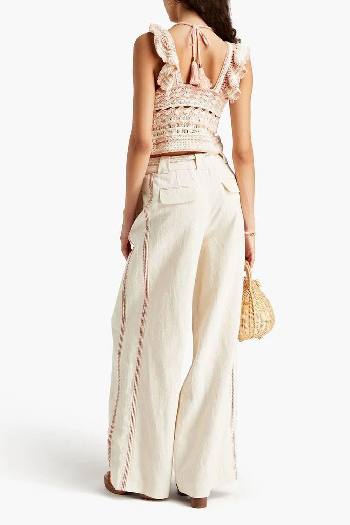 Zimmermann Cropped ruffled crocheted cotton top 3