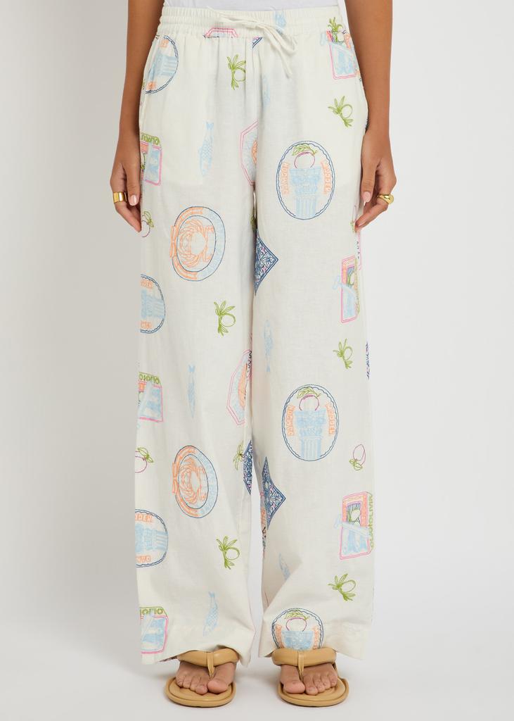 DAMSON MADDER Chlo embroidered cotton-blend trousers