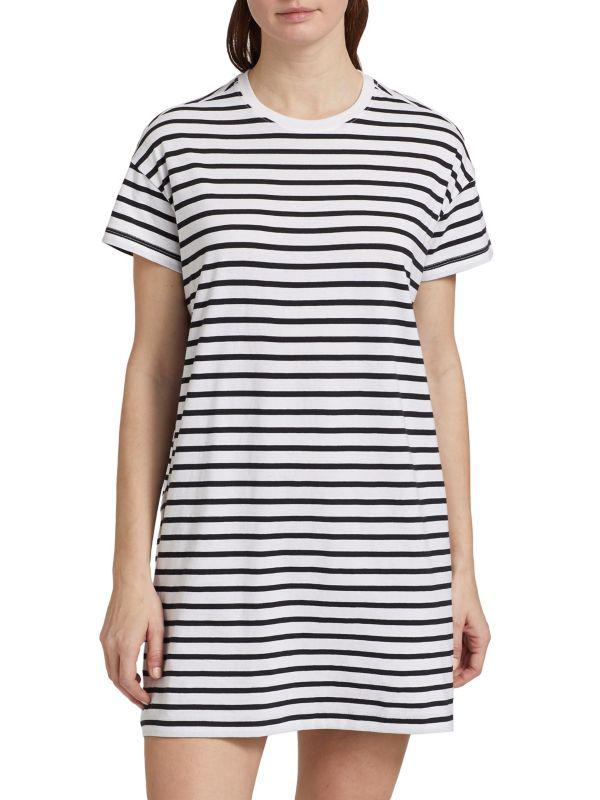 ATM Anthony Thomas Melillo Stripe Cotton T-Shirt Dress