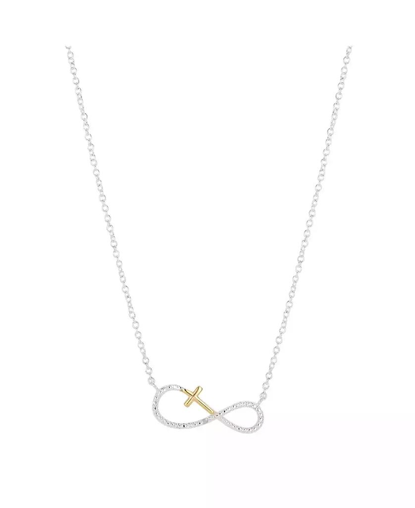 Unwritten 14K Gold Flash Plated Cubic Zirconia Cross Infinity Pendant Necklace