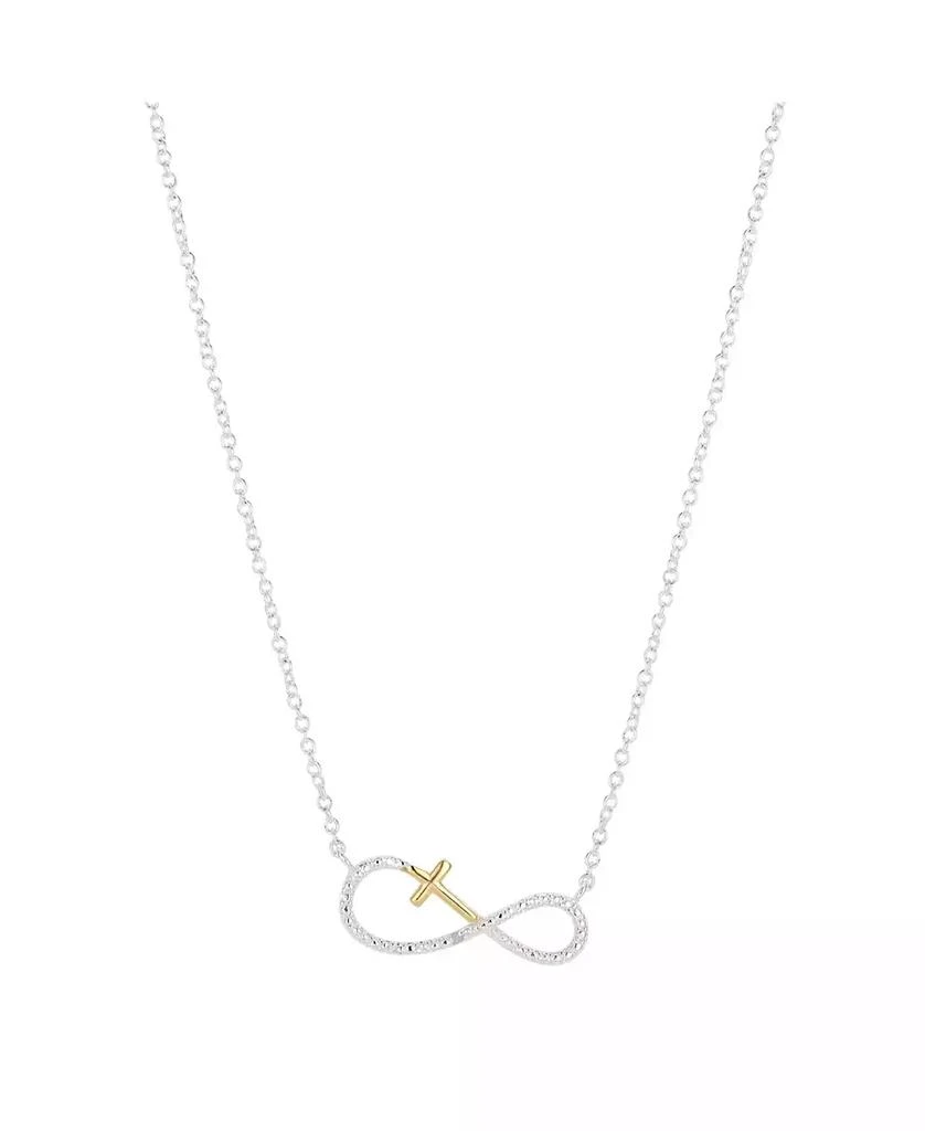 Unwritten 14K Gold Flash Plated Cubic Zirconia Cross Infinity Pendant Necklace 1