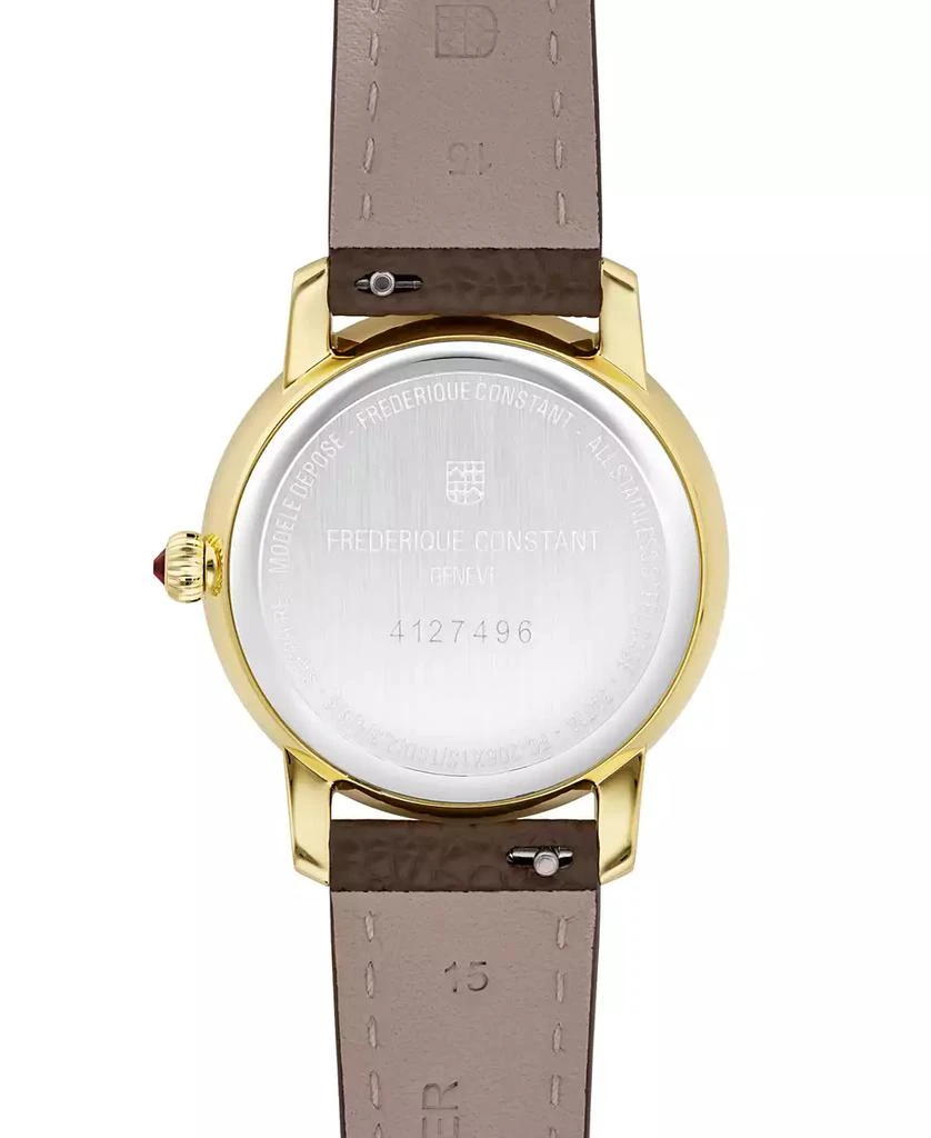 Frederique Constant Women's Classics Quartz Moonphase Brown Leather Strap Watch 30mm 3