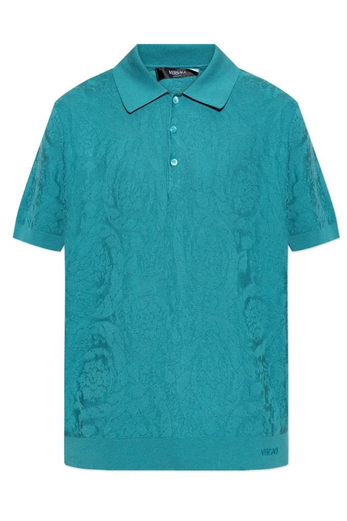 Versace Versace Barocco-Jacquard Short-Sleeved Polo Shirt from Cettire