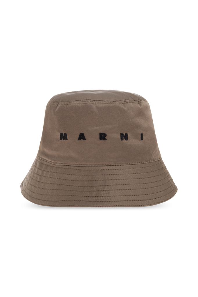 Marni Navy Bio Gabardine Embroidered Logo Bucket Hat - Hats