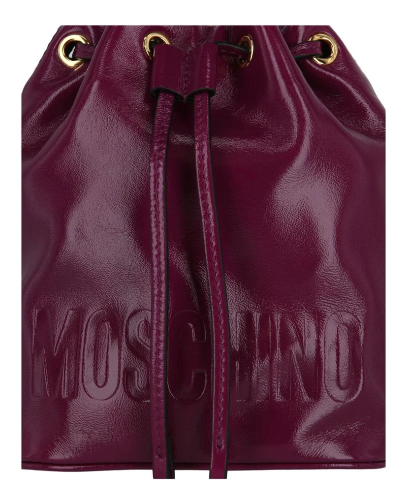 Moschino Logo Embossed Coated Leather Bucket Bag 3
