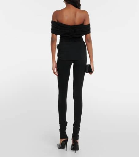 Magda Butrym Floral off-shoulder ruched crop top 3