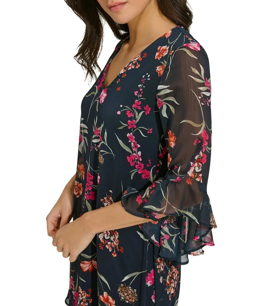 Calvin Klein Short Chiffon Dress with Bell Sleeves 3