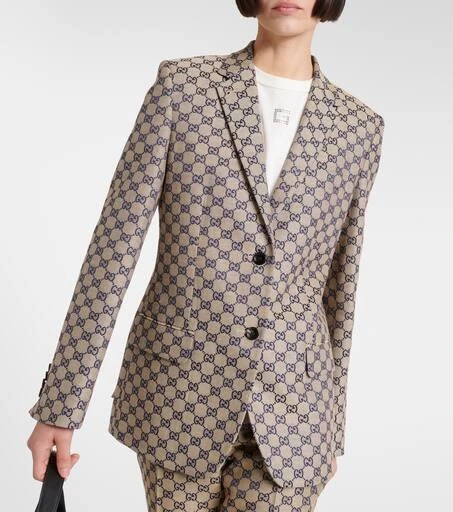 Gucci GG canvas linen-blend blazer 6
