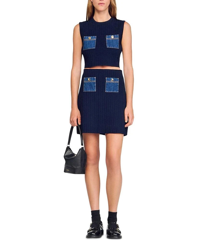 Sandro Knit and Denim Top 2