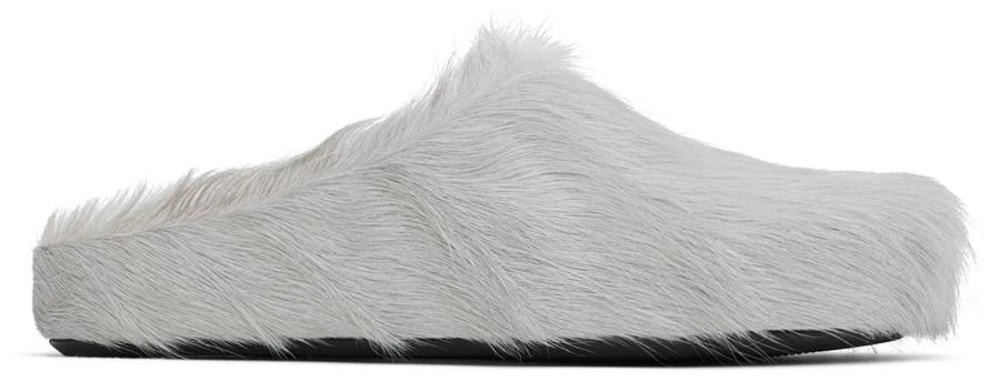 Marni Gray Long-Hair Calfskin Fussbett Sabot Loafers 1