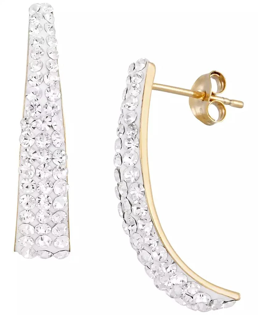 Macy
s High Polished Pave Crystal Hoop Earrings (1/2 ct. t.w.) in 14k Yellow Gold Over Sterling Silver