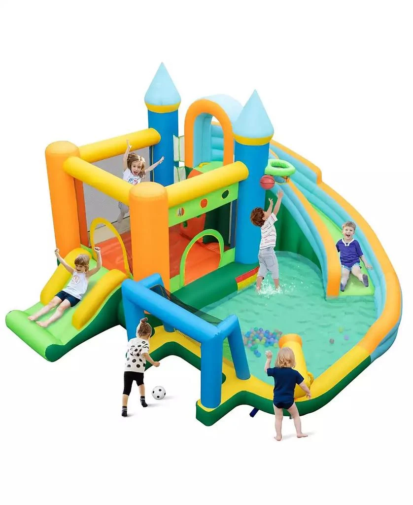 GOUUN Inflatable Water Slide Blowup Bounce House with Dual Slides and Splash Pool (Without Blower) 6