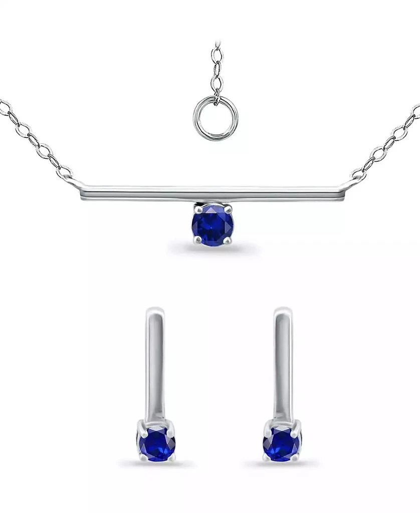 Giani Bernini Simulated Blue Sapphire Bar Pendant and Earring Set, 3 Piece