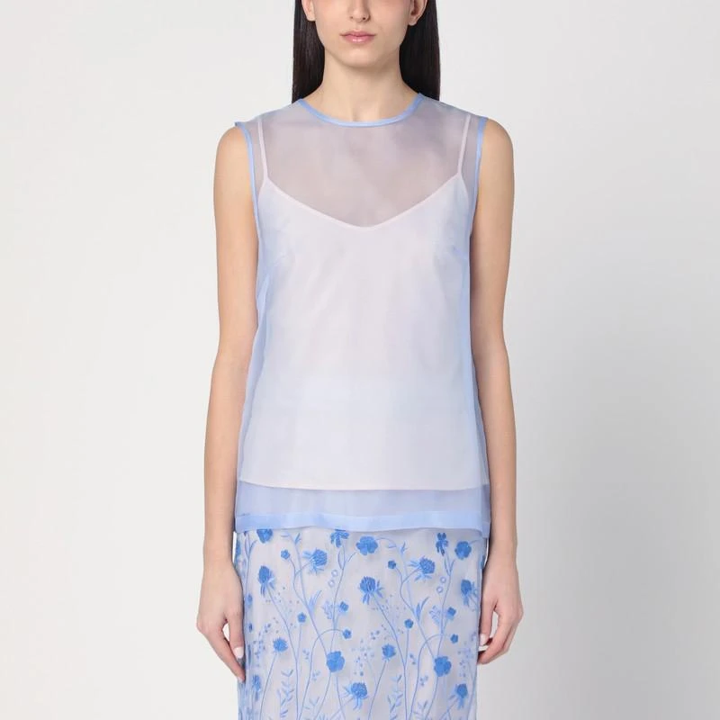Parosh P.A.R.O.S.H. Women's Sky blue Tank Top In Silk 1