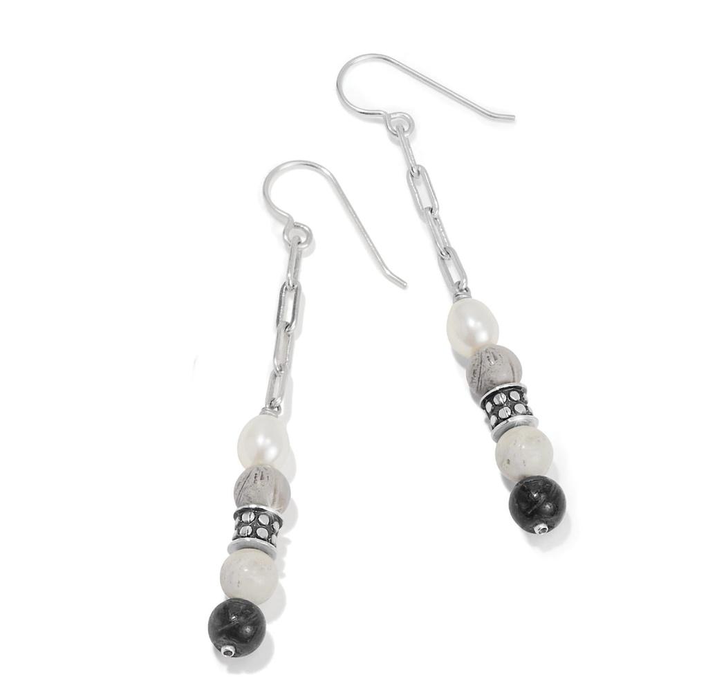 Brighton Pebble Luna French Wire Earrings In Black/ Silver