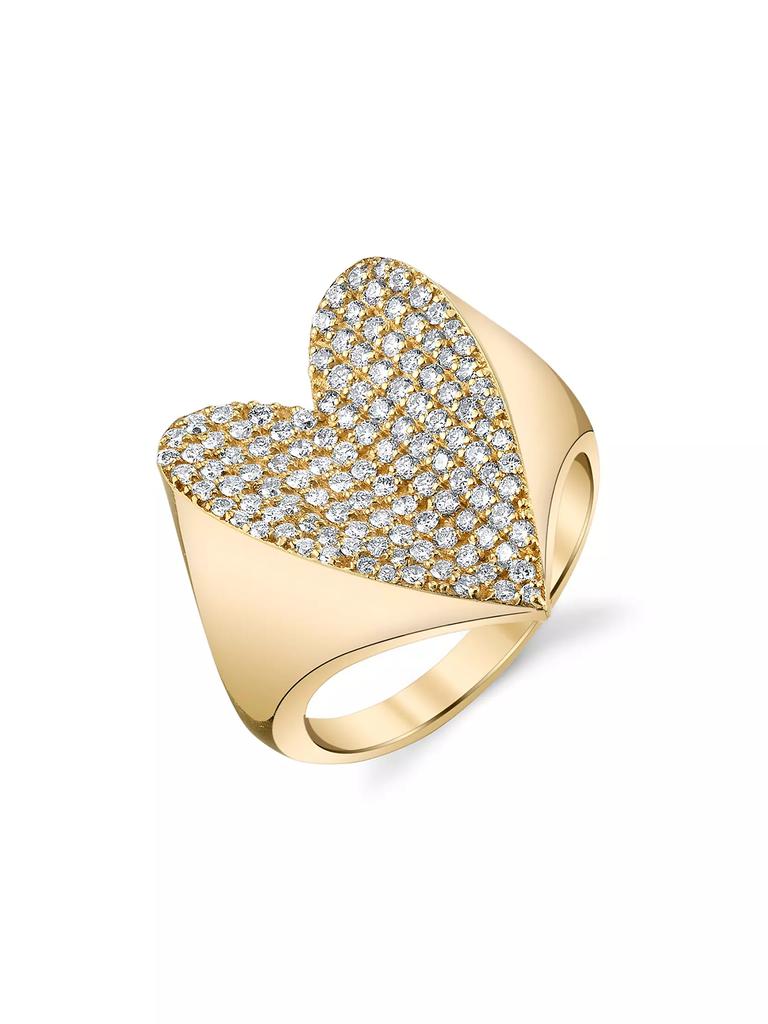 Sheryl Lowe 14K Yellow Gold & 099 TCW Diamonds Folded Heart Ring