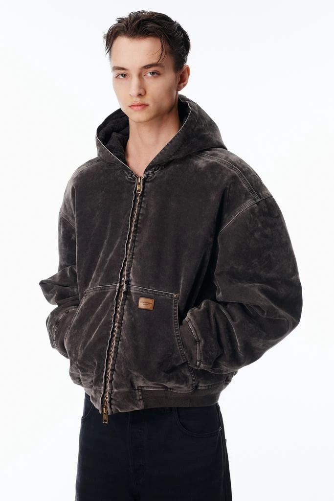 Alexander Wang Unisex Carpenter Hoodie in Flocked Denim Oversized 3