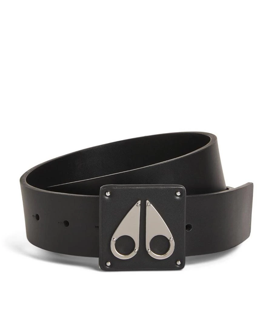 Moose Knuckles Leather Logo Belt 1
