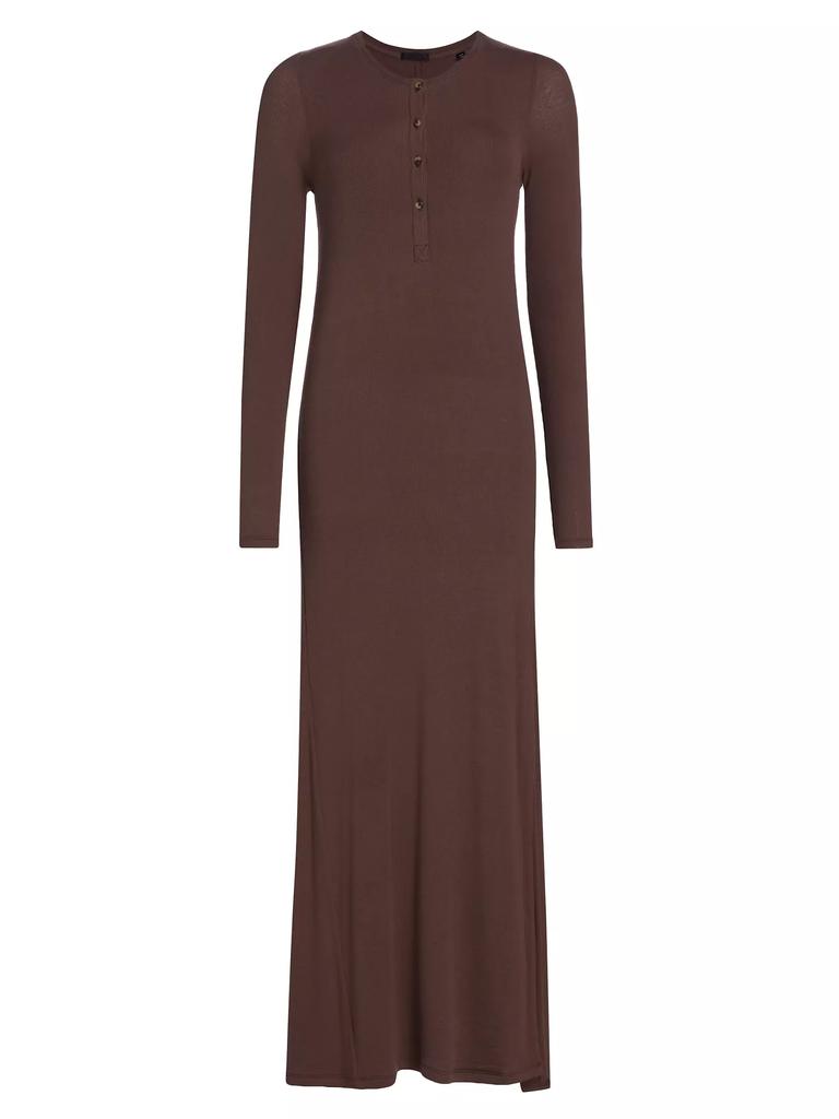 ATM Anthony Thomas Melillo Modal Rib Henley Maxi Dress