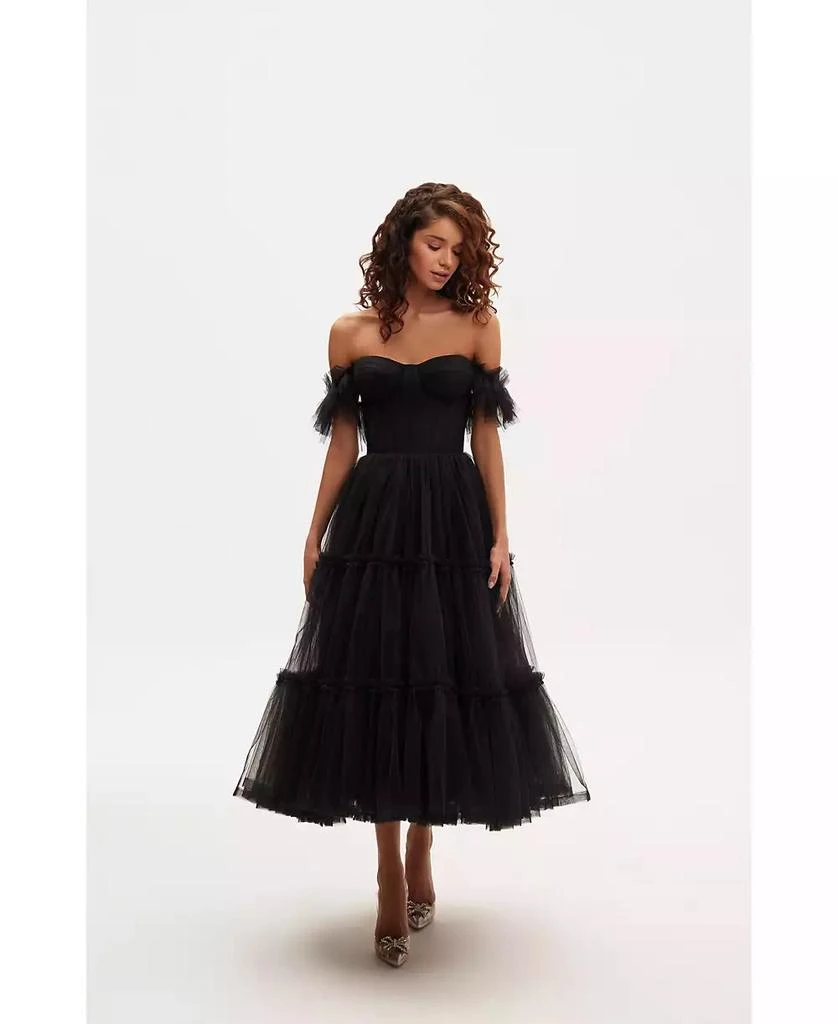 Milla Women's Ruffled Tulle Midi Dress 1