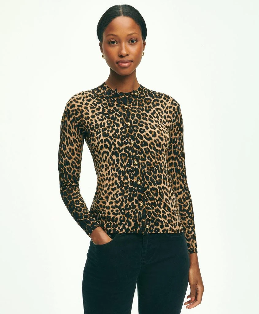 Brooks Brothers Merino Wool Leopard Print Cardigan 1