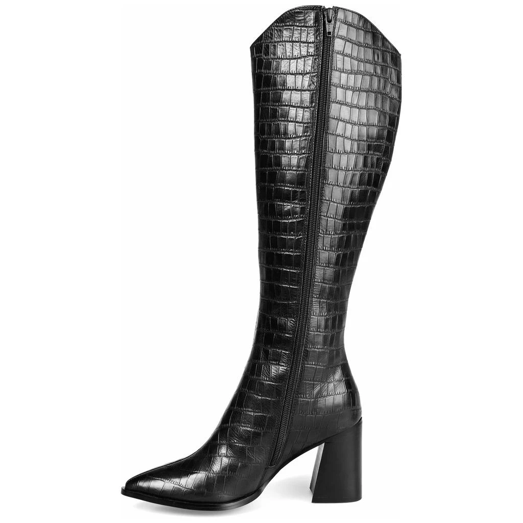 JOURNEE Womens Genuine Leather Laila Almond Toe Inside Zip Knee High Boots 2
